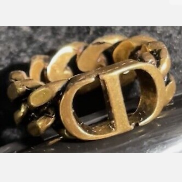 Authentic Christian Dior Montaigne antique gold chain ring stackable ASO celebs! - Picture 11 of 11